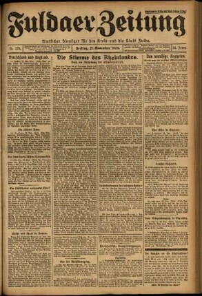 Erste Ausgabe vom Freitag, den 21. November 1924.