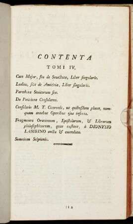 Contenta Tomi IV.