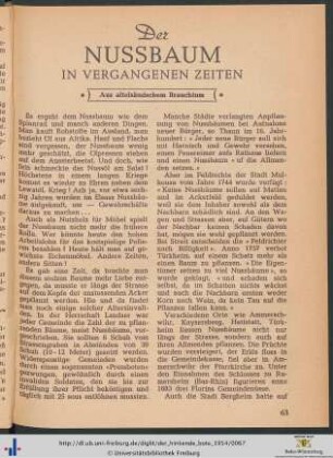 Der Nussbaum in vergangenen Zeiten: aus altelsässischem Brauchtum.