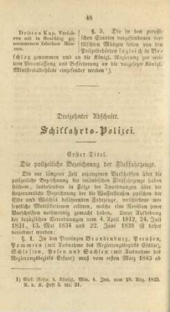 Dreizehnter Abschnitt. Schiffahrts-Polizei