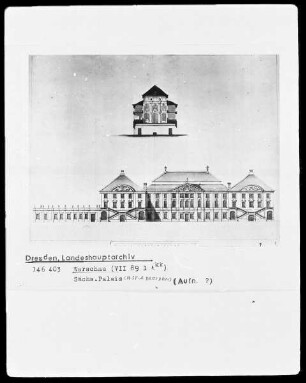 Warschau, Sächsisches Palais mit Fassadenaufriß