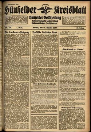 Erste Ausgabe vom Freitag, den 22. Oktober 1937.