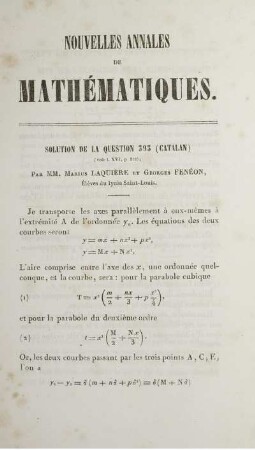 Solution de la question 393 (Catalan).