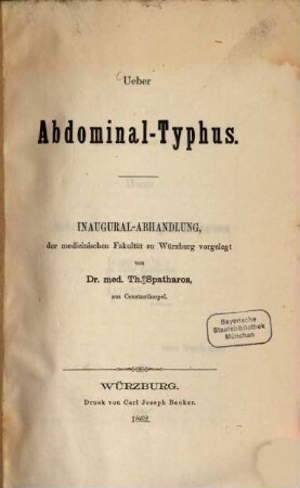 Ueber Abdominal-Typhus