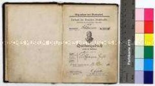 Quittungsbuch des Verbands der Deutschen Buchdrucker, Abt. Schlesien für den Drucker Ernst Hoffmann (in deutscher und französischer Sprache)