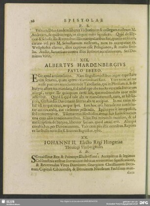 XX. Johanni II. Electo Regi Hungariae. Theologi Vitebergensis