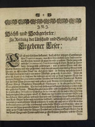 Zu Rettung der Unschuld und Gerechtigkeit