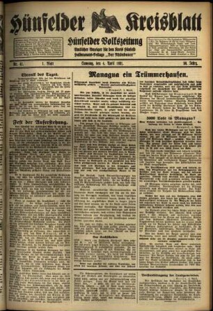 Erste Ausgabe vom Samstag, den 04. April 1931.