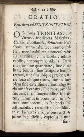 Oratio. Ejusdem ad SSS. Trinitatem.