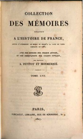 Collection des mémoires relatifs à l'histoire de France, 57. Mémoires du Maréchal de Gramont, Tome II. Mémoires du Maréchal Du Plessis