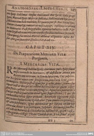 Caput XIV. De praeparatione Mercurij Vitae Purgantis.