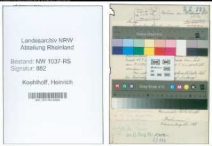 Entnazifizierung Heinrich Koehlhoff , geb. 02.12.1892 (Inspektor)