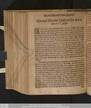 Das Eilffte und Letzte Capittel. Von des Monds Finsternissen in diesem 1602. Jahre.