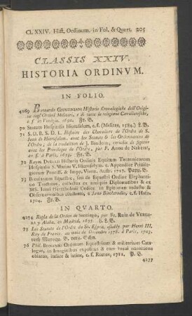 Classis XXIV. Historia Ordinum