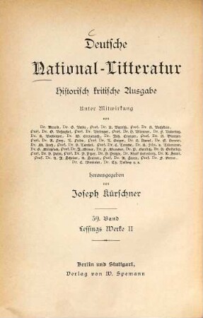Lessings Werke, 2. Jugenddramen, Abt. 2. Dramatische Meisterwerke, Abt. 1