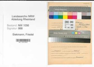 Entnazifizierung Friedel Siekmann , geb. 26.02.1902 ()
