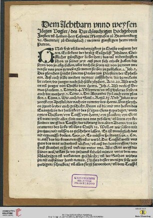 Dem Achtbarn vnnd weysen Joergen Vogler / des Durchleuchtigen hochgeborn Fursten [...]