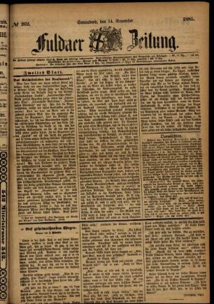 Ausgabe vom Samstag, den 14. November 1885.
