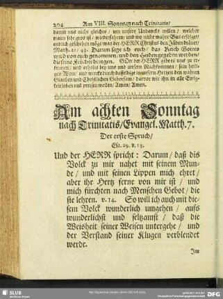 Am achten Sonntag nach Trinitatis, Evangel. Matth. 7