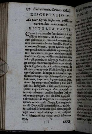 Disceptatio V. An puer Cyrus imperans, rectè alios verberibus multaverit?