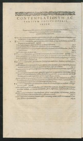 Contemplationum Ac Partium Totius Operis Index