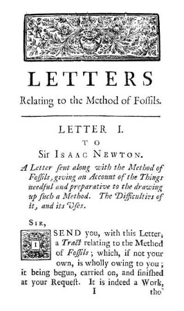 Letters Relating to the Method of Fossils.