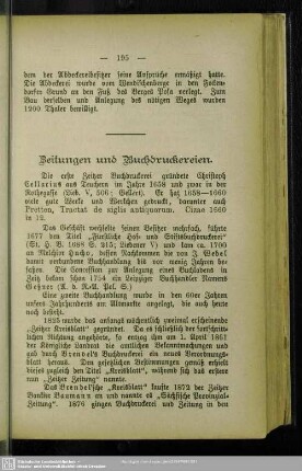Zeitungen und Buchdruckereien