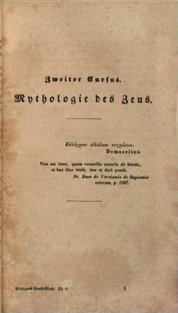 Ideen zur Kunst-Mythologie, 2 = 2. - 4. Cursus. Jupiter, Juno und Neptunus, Amor und Psyche