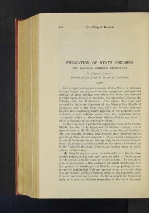 Emigration of State Children.