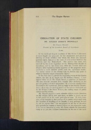 Emigration of State Children.