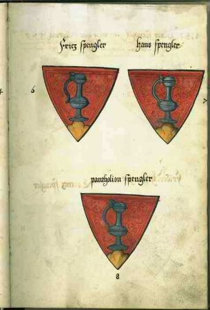 (6) Fritz Spengler, (7) Hans Spengler und (8) Pantholion Spengler