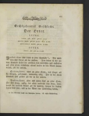 Sechszehentes Geschlecht. Der Otter.