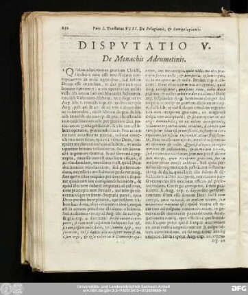 Disputatio V. De Monachis Adrumetinis.