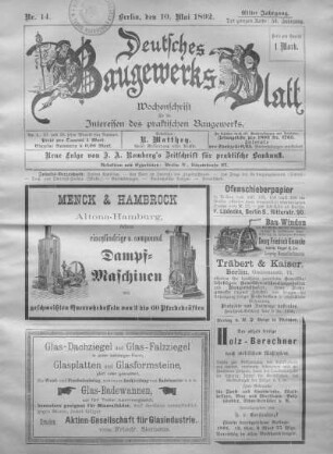52. Jahrgang. Heft Nr. 14.