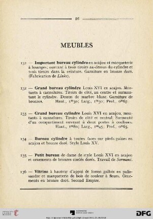 Meubles (Nr. 131-151)