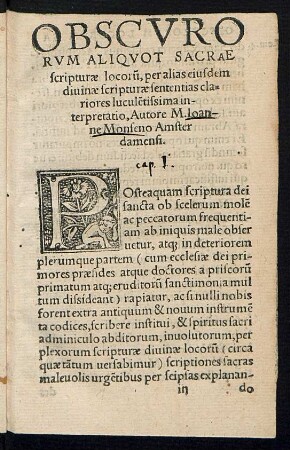 Obscurorum Aliquot Sacrae scripturae locorum, per alias eiusdem divinae scripturae sententias clariores luculentissima interpretatio ...