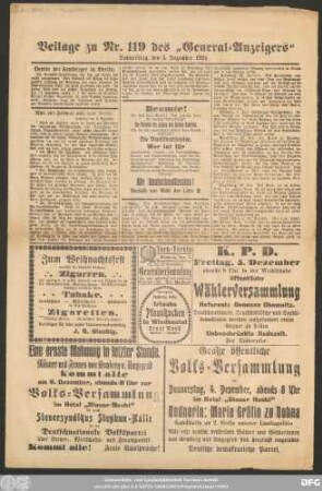 General-Anzeiger für Kemberg, Bad Schmiedeberg und Umgegend, Beilage zu Nr. 119 des „General-Anzeigers“ Donnerstag, den 5. Dezember 1924.