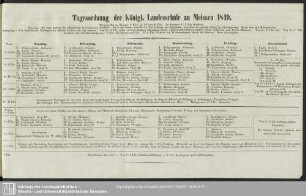 Tagesordnung der Königl. Landesschule zu Meissen 1849