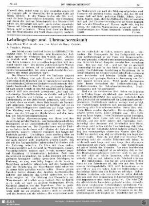 Lehrlingsfrage und Uhrmacherzukunft
