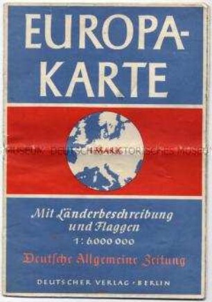 Politisch-administrative Karte von Europa mit den Flaggen und statistischen Angaben zu den Ländern