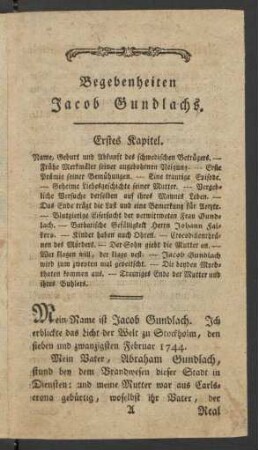 Erstes Kapitel. Name, Geburt und Abkunft des schwedischen Betrügers. - ...