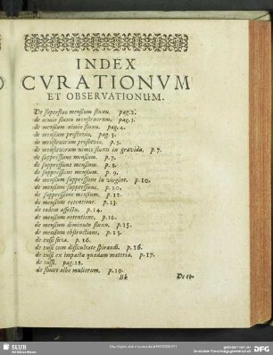 Index Curationum Et Observationum
