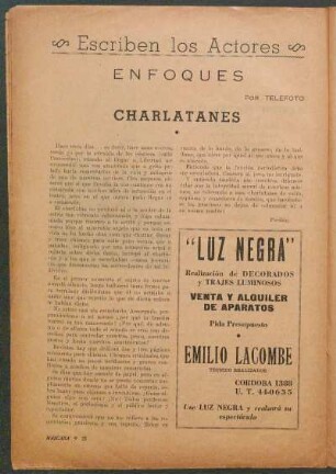 Escriben los Actores : Enfoques por Telefoto - Charlatanes