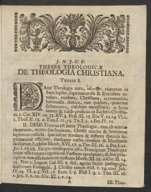 Theses Theologicae De Theologia Christiana.