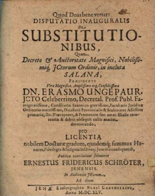 Disp. inaug. de substitutionibus