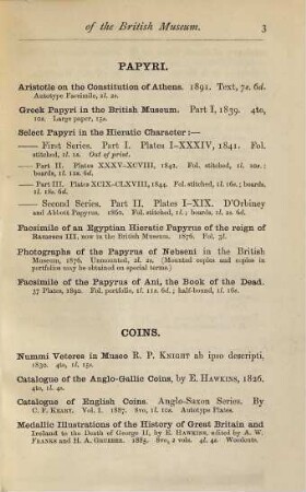 List of the British Museum publications. [6.] ca. 1892