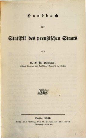 Handbuch der Statistik des preußischen Staats