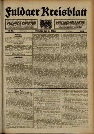 Ausgabe vom Dienstag, den 03. März 1914.