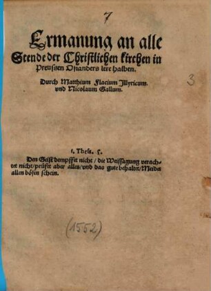 Ermanung an alle Stende der christlichen kirchen in Preussen Osianders lere halben