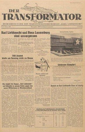 TRO-Betriebszeitung 'Der Transformator'; Nr. 2/1957 (Januar 1957)